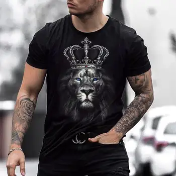 Nové Pohode Zvierat Lev 3D Vytlačené T Shirt Lete Ležérne pánske, Krátky Rukáv, Čierna a Biela Dizajn