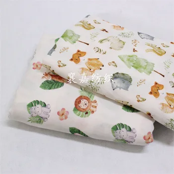 100x150cm Bambusové Vlákno dvojitou Vrstvou Gázy Tkaniny Živočíšneho Digitálna Tlač Detské Oblečenie Pyžamo posteľná bielizeň Textílie