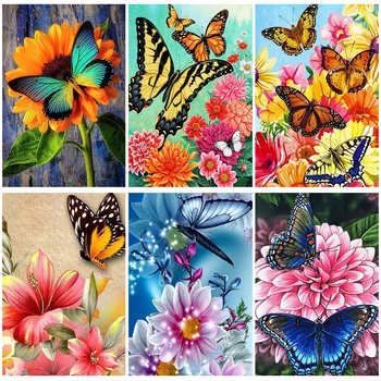 Miaodu DIY 5D Diamond Maľovanie Motýľ Kvetinové Výšivky Cross Stitch Mozaikový Obraz Kamienkami Domova Darček