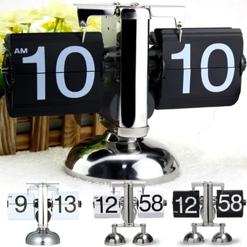 Flip Digitálne Hodiny, V Malom Meradle V Tabuľke Hodiny Retro Flip Clock Nehrdzavejúcej Ocele Flip Vnútorný Prevodový Prevádzkované Quartz Hodiny Domova