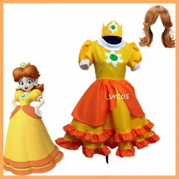 Hra Princezná Daisy Cosplay Kostým Dievčatá Roztomilý Lolita Šaty Fantázie Halloween, Karneval, Parochne Uniformy Zákazku