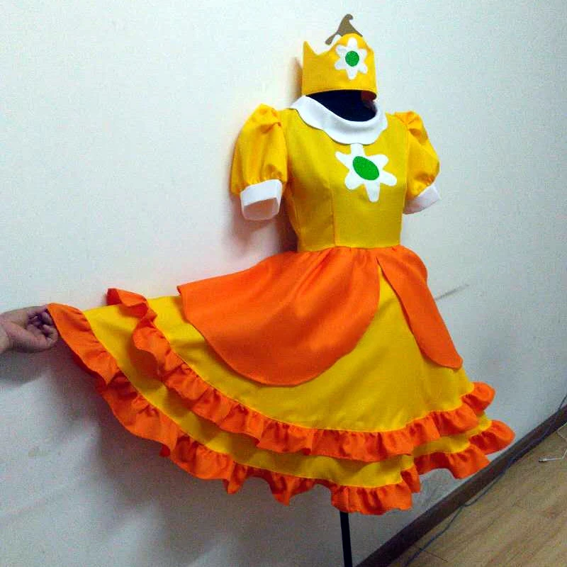 Hra Princezná Daisy Cosplay Kostým Dievčatá Roztomilý Lolita Šaty Fantázie Halloween, Karneval, Parochne Uniformy Zákazku3