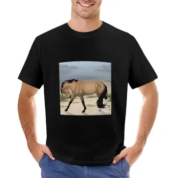Buckskin jazda na pláži T-Shirt grafické t košele pánske bavlnené tričká