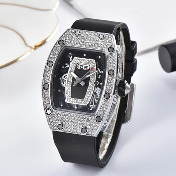 Najlepšie Edition silver pery Diamond Dial Slávnej Značky športové Hodinky ženy Kostra quartz hodinky Bežné Gumy Popruh Hodinky Montre