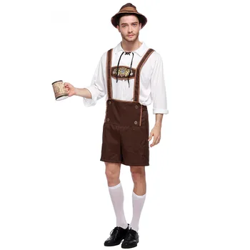 Pánske Oktoberfest Lederhosen Kostým Bavorský Octoberfest nemecké Pivo Kostým Podväzky Šortky Muž Halloween Cosplay Oblečenie