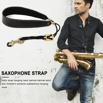 Saxofón Remienok Koža Sax Krku Popruh s Nastaviteľným Mäkké, Hrubé Pad Príslušenstvo