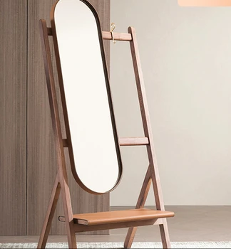 Taliansky minimalistický montáž zrkadlo, plne podlahy až k stropu, domov svetla luxus, dievča spálňa, kožené sedlo, masívneho dreva