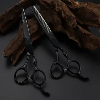 6.0 Palcový Čierneho Bambusu Rukoväť Vlasy Nožnice 440C Ocele, Bezšvových Rednutie 20-30% Professional Hair Salon Nožnice