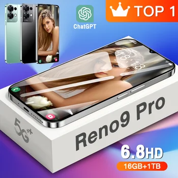 Globálna Verzia 6.8 palcový Reno9 Pro Smartphone s Full HD Displej Mobilné Telefóny Nové 5G Android 16GB+1 TB Dual SIM Karty, mobilného Telefónu