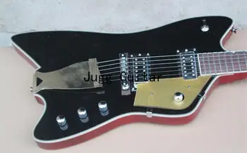 6199 Billy Bo Jupiter Oheň Thunderbird Black Elektrická Gitara Brucho Cut Contour Červené, Mahagónové Telo, Chrome Hardvéru