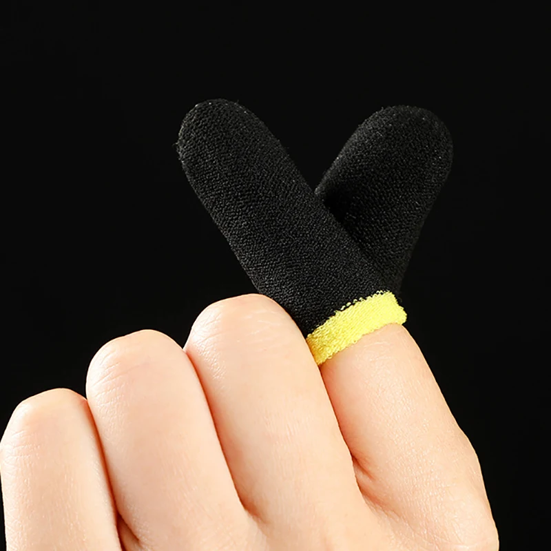 18-Pin Uhlíkových Vlákien Prst Rukávy pre PUBG Mobilné Hry Kontakt Obrazovke Prstom Rukávy Black & Yellow(12 Ks)4