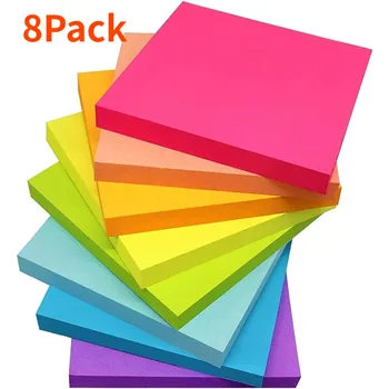 8 Pack Poznámok 7.6x7.6typ（3x3 Cm） Svetlé Farby Self-Stick Podložky Ľahko Príspevok pre Domáce Kancelárie Notebook 82 Listy/Pad