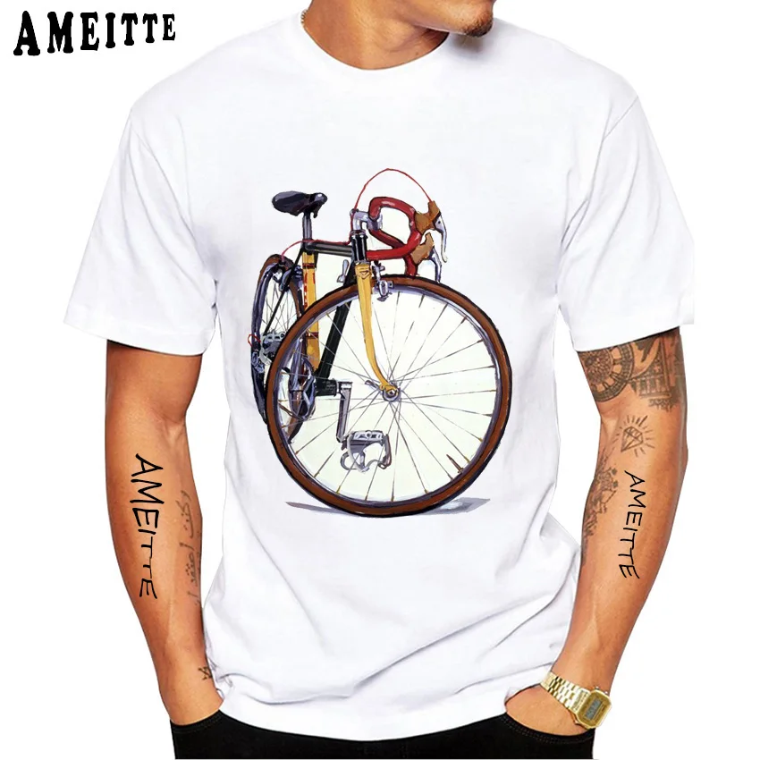 Staré Umenie Fixed Gear Bicykli Jazda Na Bicykli T-Shirt Nové Módne Mužov Krátky Rukáv Lete Na Bicykli Soprt Biela Bežné Tees Hip Hop Chlapec Topy1
