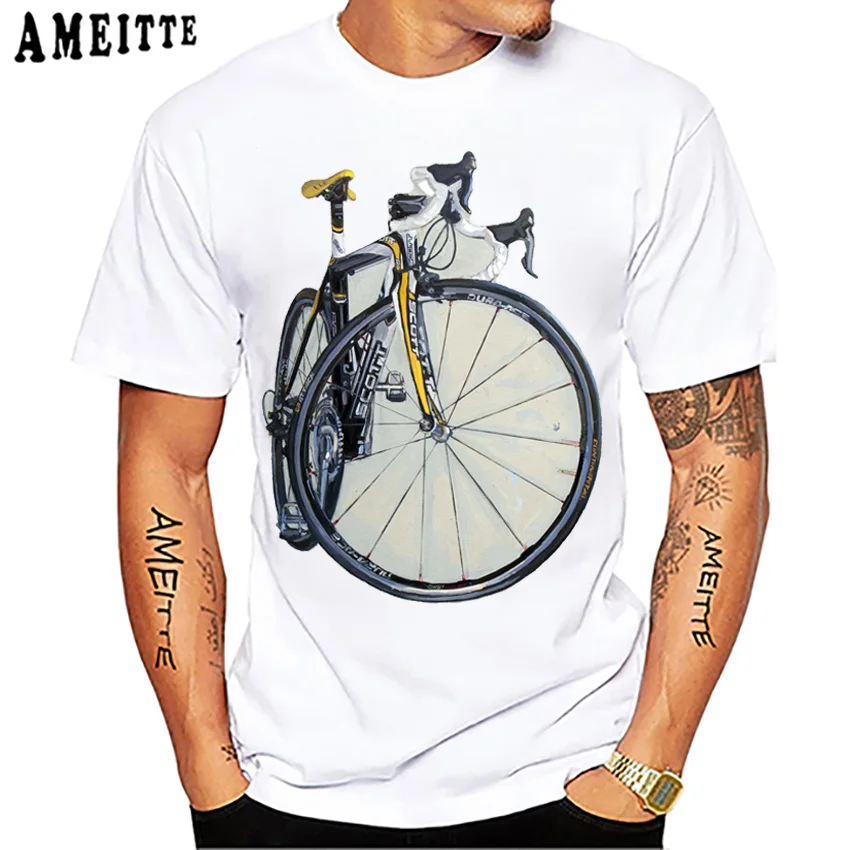 Staré Umenie Fixed Gear Bicykli Jazda Na Bicykli T-Shirt Nové Módne Mužov Krátky Rukáv Lete Na Bicykli Soprt Biela Bežné Tees Hip Hop Chlapec Topy2
