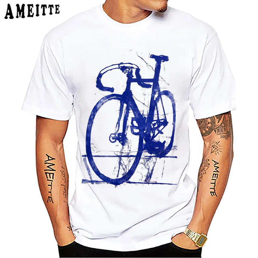Staré Umenie Fixed Gear Bicykli Jazda Na Bicykli T-Shirt Nové Módne Mužov Krátky Rukáv Lete Na Bicykli Soprt Biela Bežné Tees Hip Hop Chlapec Topy3