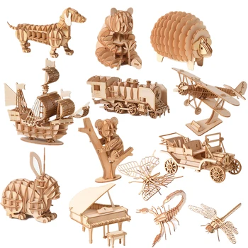 Drevené 3D Hmyzu Puzzle Zvierat Kostra Montáž Model Puzzle DIY Drevené Remesiel 3D Puzzle KMEŇOVÝCH Hračky, Darčeky pre Deti, Dospelých, Dospievajúcich