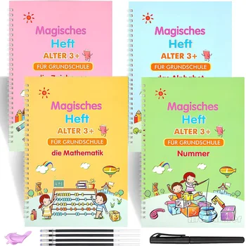 18x26cm robi kaligrafiu, pripadne Prax Knihy 4 Book/set nemeckého Matematika Montessori Kaligrafie Kníh pre Deti Kopírovať, znovu použiteľných Vzdelávacích