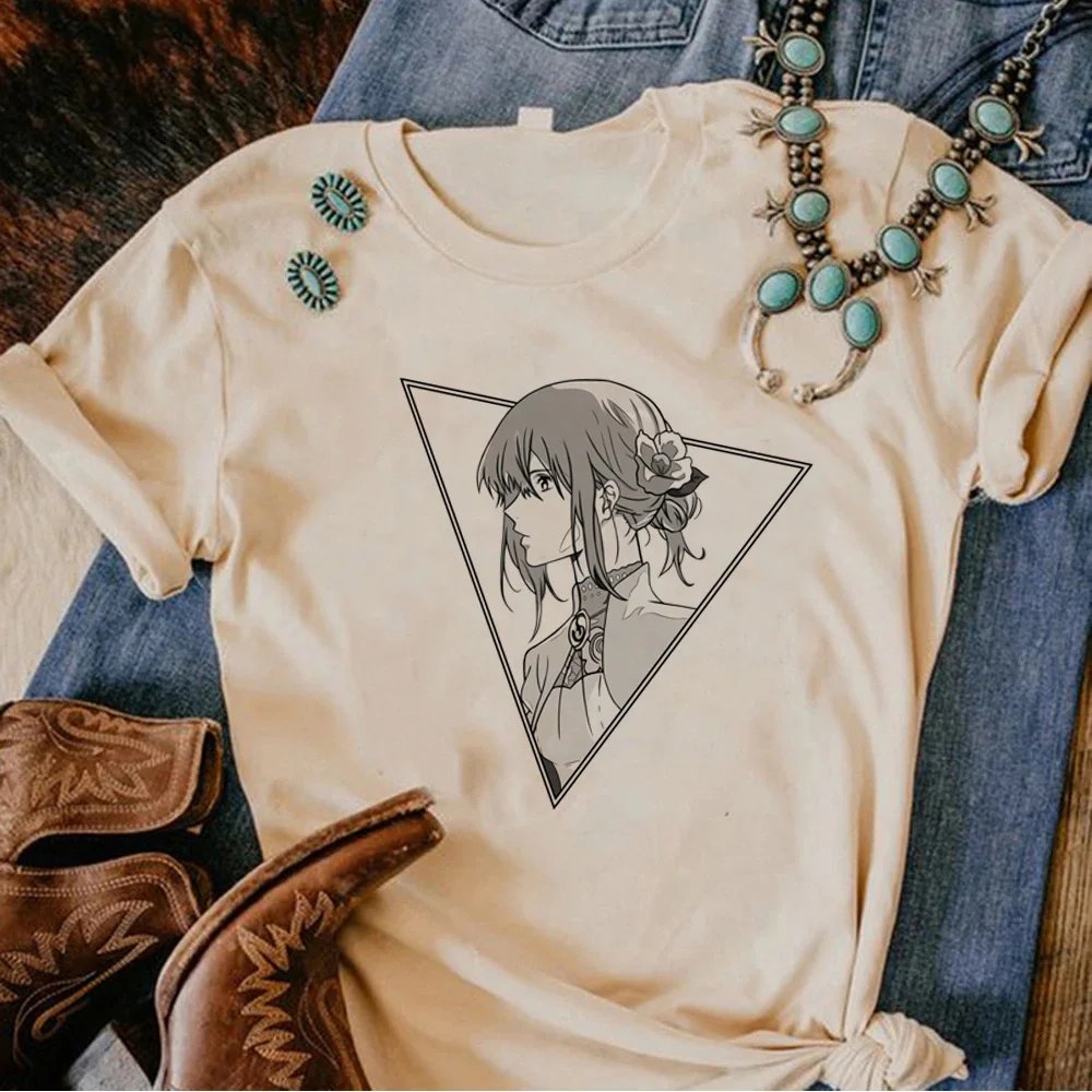 Fialová Evergarden t-shirts ženy komické dizajnér manga top žena zábavné oblečenie3