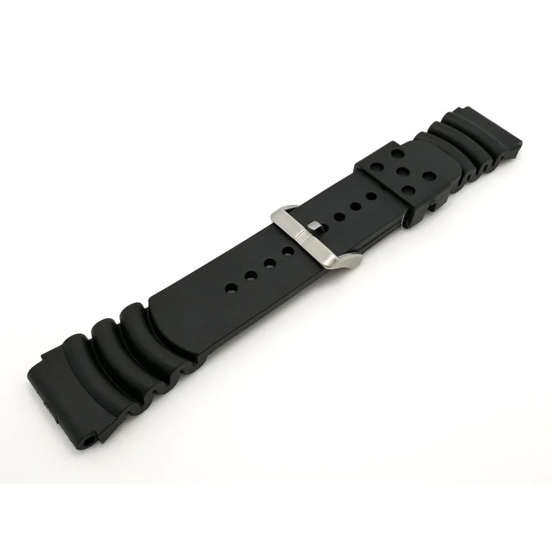 Silikónové Watchband 20 22 24 mm Mužov Čierne Športové Potápanie Gumy Vodotesné Hodinky Remienok Striebornej Nerezovej Ocele Pracky Watchband2