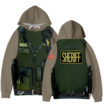 Vojenskú Uniformu ŠERIF 3D Hoodies Pulóver Módne Muži Ženy Hoodie Hoody Bežné Dlhým Rukávom, Mikiny Jeseň Zimná Bunda
