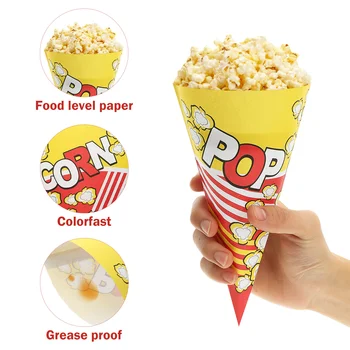 Popcorn Papier Strana Kužeľa Jednotlivých Boxov Držiak Tašky Liečbu Porcií Pop Kino Zábal Wrapper Balenie Kontajner Jednorazové