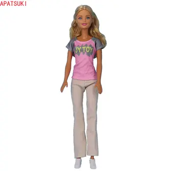 Módne Bábiky Oblečenie Set Pre Bábiku Barbie Pink, Grey T-Shirt Nohavice Nohavice pre Barbie Oblečenie 1/6 domček pre bábiky Príslušenstvo Deti Hračky