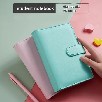 (Free logo rytie) A5/A6 student notebook s farbou tvrdou škrupinou, magnetická spona, obsahuje kovové binder, denník, re