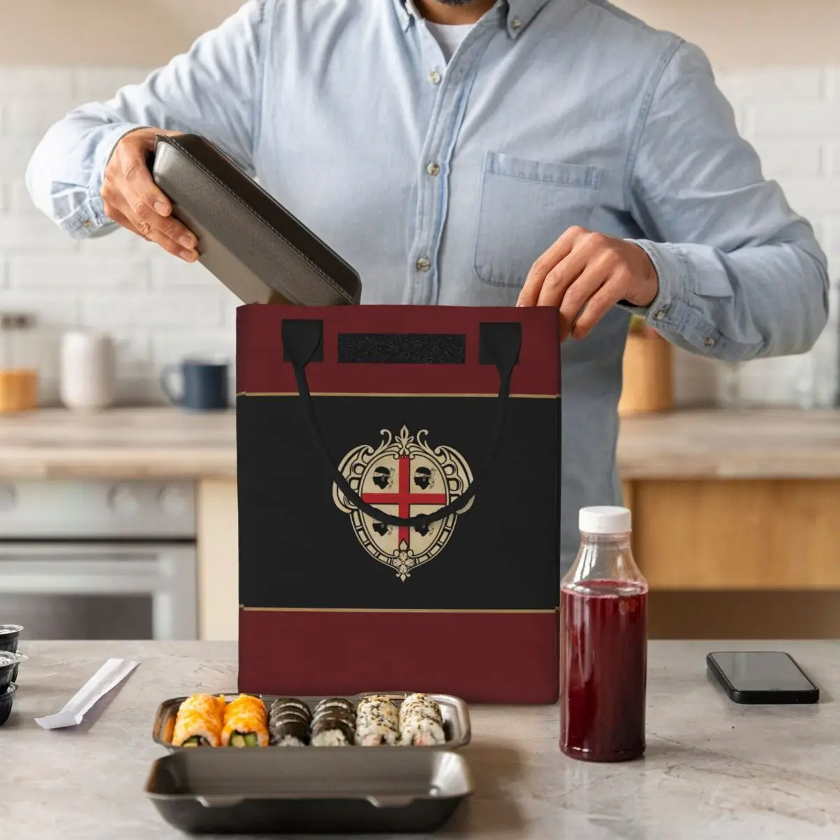 Vintage Sardínia Erbom Lunch Box Nepresakuje Taliansko Sardegna Vlasteneckej Chladnejšie Tepelnej Potravín Izolované Obed Taška Tote Tašky5