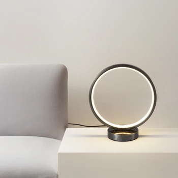 Stolná Lampa LED Kruhové Tri-color Farebná Teplota Minimalistický Obývacia Izba, Spálňa Nočné Svetlo Nočná Lampa na Čítanie Čierne Zlato