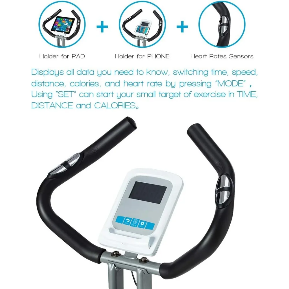 Bicykel Skladací-Stacionárne Vzpriamenej Cvičenie Bicykel s Pohodlné Sedadla a LED Displej Srdcovej frekvencie s 8-Úroveň Nastaviteľné4