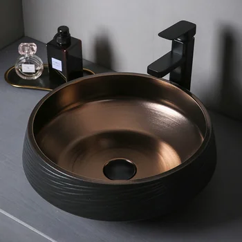 Čierna Tabuľka Povodí Svetlo Luxusné Keramické Umývadlá moderná Kúpeľňa zariadenia Čierne Zlato Glazúra Tvorivé umývadlo Kuchynský Drez