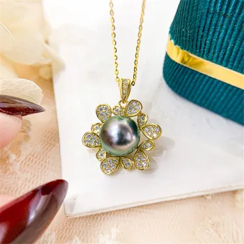 DIY pearl príslušenstvo S925 mincový striebro prívesok prázdny držiak korektor strieborný náhrdelník s príveskom s 10-12 mm korálky