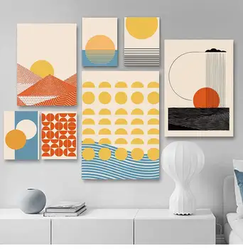Abstrakt Modulárny Plagáty a Vytlačí Slnko, Dážď Horské Rieky Sprcha Plátno na Maľovanie Nordic Wall Art Obrázok pre Obývacia Izba Dekor