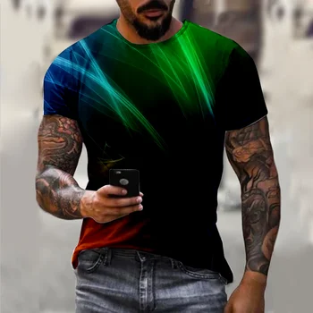 Pánske T-shirt Športové tričko pánske Oblečenie Letné Top 3D Tlač Farebné Krátky Rukáv Bežné Nadrozmerné T-shirt