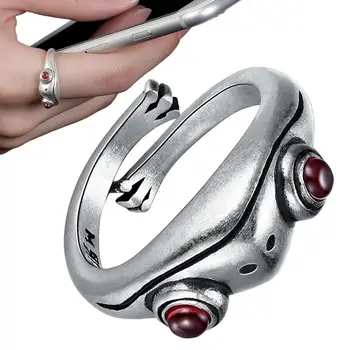 Žaba Krúžky 925 Sterling Silver Zodpovedajúce Žaba Otvoriť Prstene Pre Ženy Vintage Roztomilý Zvierat Prst Prsteň Strieborný Fashion Party Šperky