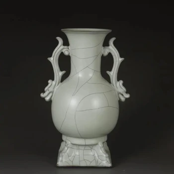 Čínsky Pieseň Ru Pece Krakovaný Porcelánu Celadon Glazúra Dragon Tvar Vázy 9.3 palec