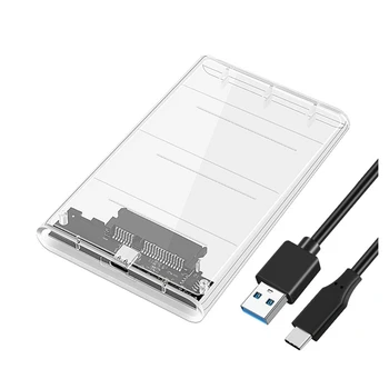 USB3.0/Type-C HDD Enclosure 2,5-Palcová jednotka Pevného Disku v Prípade SSD SATA3 Na USB 3.0, Priehľadná HDD Box USB C HDD Prípade 5Gbps