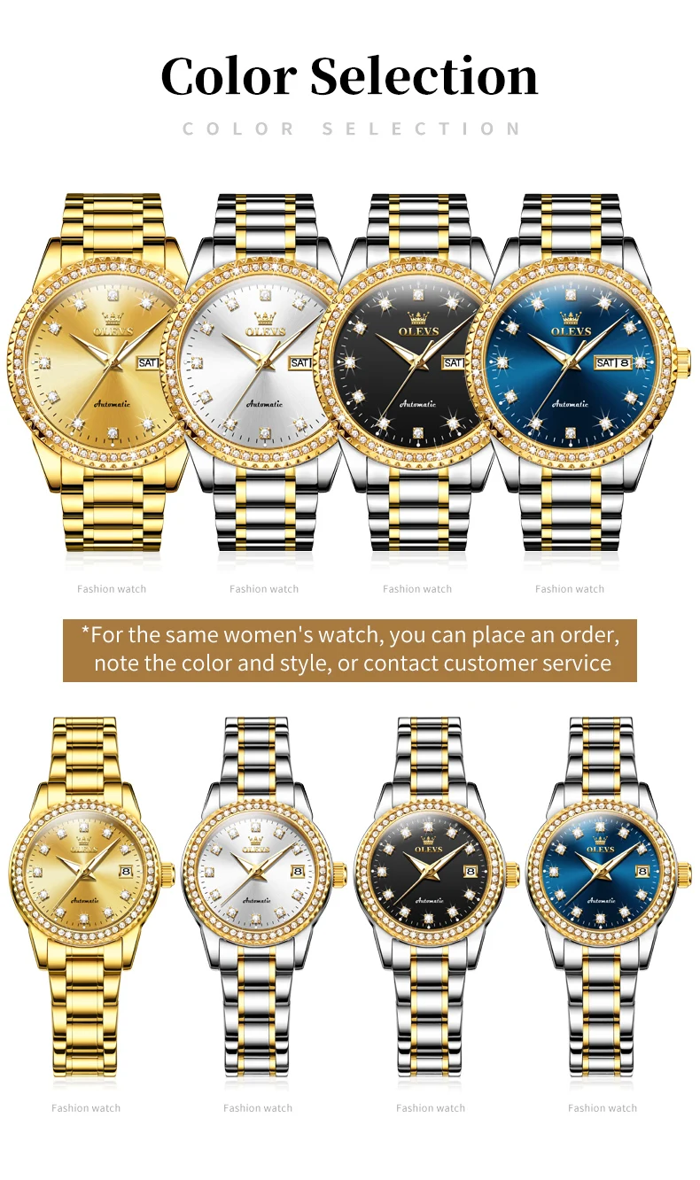OLEVS 7003 pánske Hodinky Luxusné Automatické Mechanické Náramkové hodinky Vodotesné Svetelný Pozerať sa na Človeka, Týždeň, Dátum, Zobrazenie Diamond5