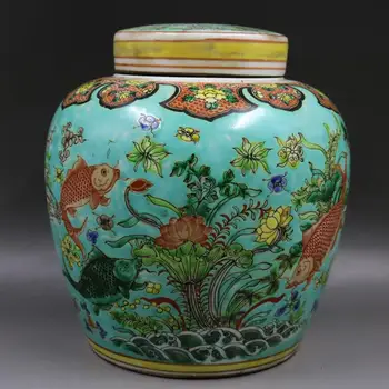 Zelená Porcelánová Váza Lotus Ryby Klasická Vaňa, Keramické Vázy Domáce Dekorácie, Keramická Nádoba Nádoba
