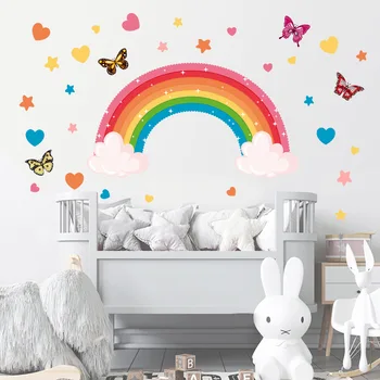 1pcs Motýľ, Láska Star Rainbow Stenu, Nálepky, Obývacia Izba, Spálňa Pre Deti Izba Domáce Dekorácie na Stenu Vymeniteľné PVC Nálepky.