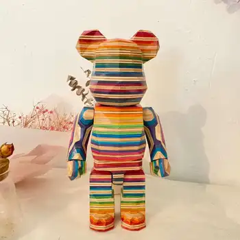 Kosoštvorec Rainbow Medveď Bearbrick 400% Fragment Haroshi Karimoku Medveď Kráľ Rainbow Skateboard Dreva Masívneho Dreva Rezbárstvo Trendy Doll