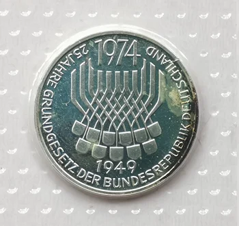 Nemecko 1974 25 Teho Výročia Ústavy Známky Strieborné Mince, Pamätné Mince Západné Nemecko 29mm 625 Strieborná Originál