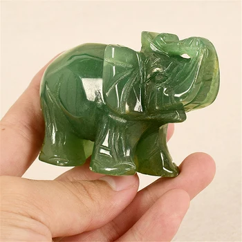 Šťastný Slon Zelené Bohatstvo Feng Shui Socha Figúrka Ornament Čakra Kamenná Socha Domova