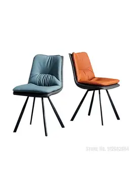 Nordic luxusné dvojlôžkové textílie jedálenské stoličky domov moderný jednoduchý jedálenský stolička koža späť stoličky uhlíkovej ocele nohu jedálenské stoličky