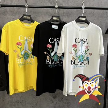 Casablanca T Shirt Muži Ženy Čaj najvyššej Kvality Kvetinový Tlač CASA T-Shirt