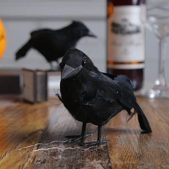 Simulácia Black Crow Animal Model Umelé Vrana Halloween Party Dekor Čierny Falošné Vták Havrany Prop Záhradné Dekorácie
