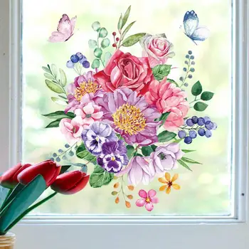 Elegantná Kúpeľňa Odtlačkový Nepremokavé Pvc Kvet Motýle Farebné Kvetinové Wc Nálepky Vymeniteľné samolepiace pre Domáce