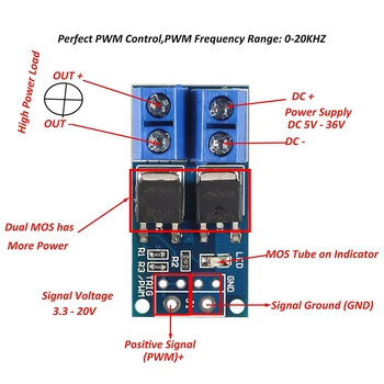 15A 400W MOS FET Spúšť Prepínač Jednotky Modul PWM Regulátor control Panel (Ovládací Panel pre arduino
