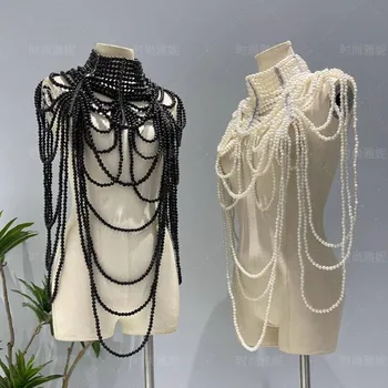 2023 Nové nevesta ručne tkané pearl šatkou svadobné šaty, spoločenské výkon Módny doplnok