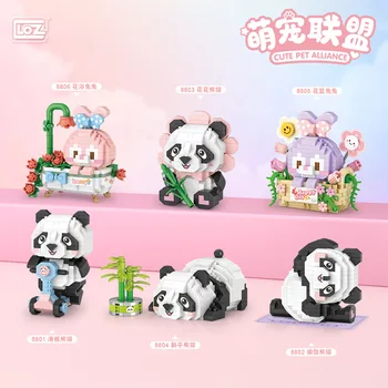 Kreatívne LOZ Mini Bloky Roztomilá Panda ,DIY Montáž Dekorácie Dezert Elektrické,Mesto Vzdelávacie Chlapci a Dievčatá, Deti Hračky